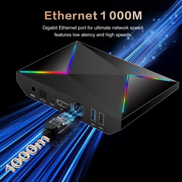 R69 Plus Android TV Box 10.0 Smart Media Player 4K UHD Video Streaming Box with 2.4G/5G Dual WiFi, H.265 Decoding & Remote Control – Complete Home Theater Entertainment System