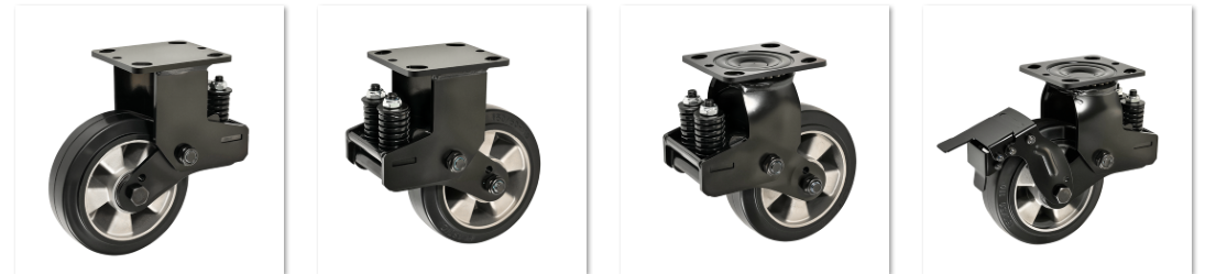 4 Inch (100 Mm) Heavy Duty Aluminium Core Rubber Casters Electronic Assembly Line Transfer Carts
