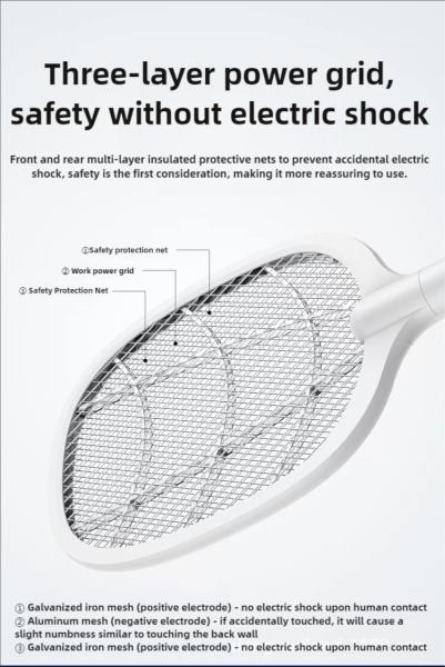 JZ UV Light 3000V High Power 2-in-1 Rechargeable Pest Control Fly Catcher Anti Mosquito Killer Lamp Mosquito Swatter