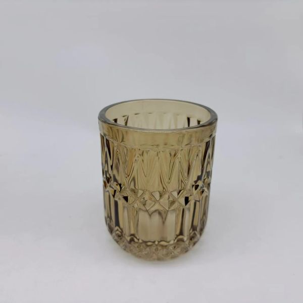 Glass bathroom accessories set round with diamond pattern lotion bottle with pump soap dish toothbrush holder