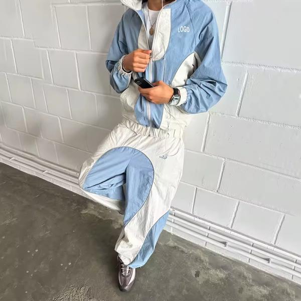 Windbreaker Nylon Tracksuit Custom Embroidered logo Zip Nylon Jacket Track Pants Waterproofing Track Suit Sweatsuit Manufacture