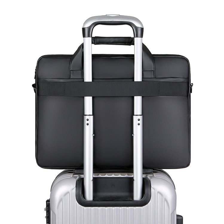 For Laudtec Portable Business Waterproof Laptop Bag 15.6 Inch Pu Leather Nylon Briefcase Multi-Size Compatible Commuting Carrier Wholesale OEM/ODM/Private Label