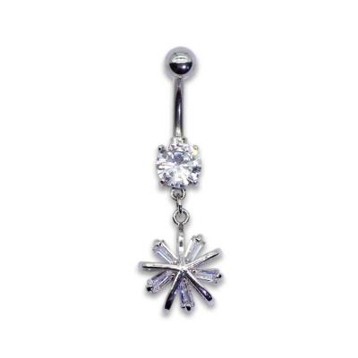 Snow Flower Belly Button Piercings Jewelry 316 Stainless Steel Silver Plated