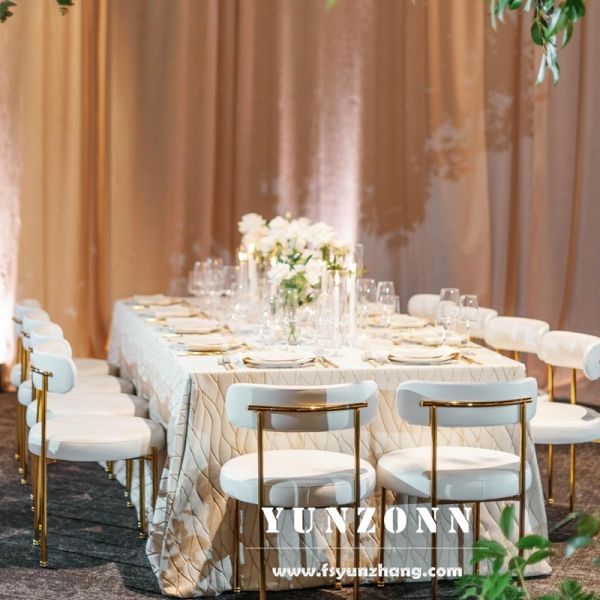 Stackable Sherpa Cushion Metal Hotel Wedding Banquet Restaurant Chair White Fabric Upholstery Wedding Decor Chairs