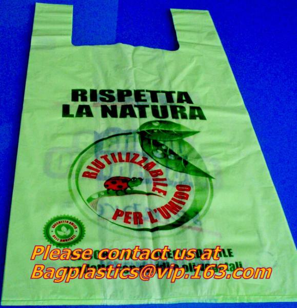 100 Compostable Biodegradable Shopping Bags - T-Shirt Style Carry Bags for Trash Or Grocery - Super Strong Holds 25 Poun