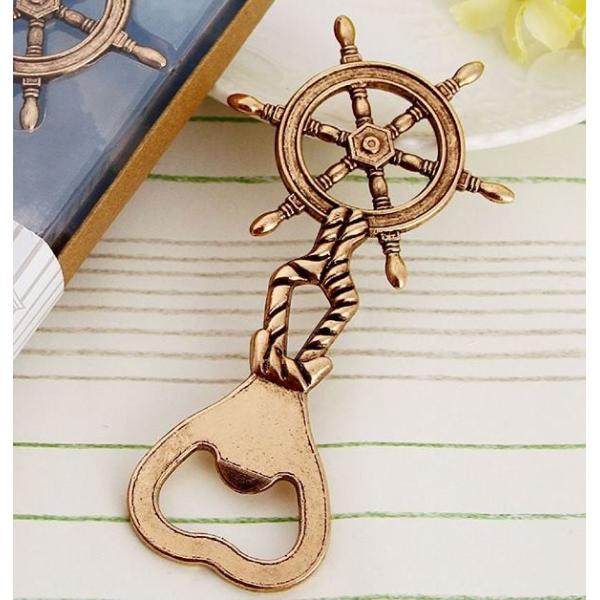Die casting metal alloy 2D rudder shape beer bottle opener, antique copper plating, cool innovative wedding favor