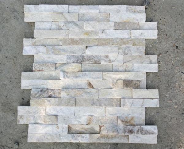 White Cream Quartzite Wall Stone Thin Stone Veneer Panels Split Surface Finishing