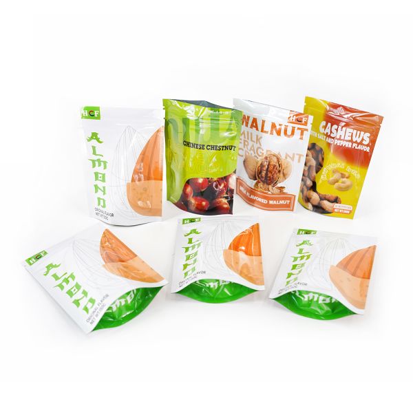 Custom Size Accepted Reusable Ziplock Pouch Sugar Packaging Dry Fruits Nut Stand Up Pouch Bottom Gusset Heat Sealed