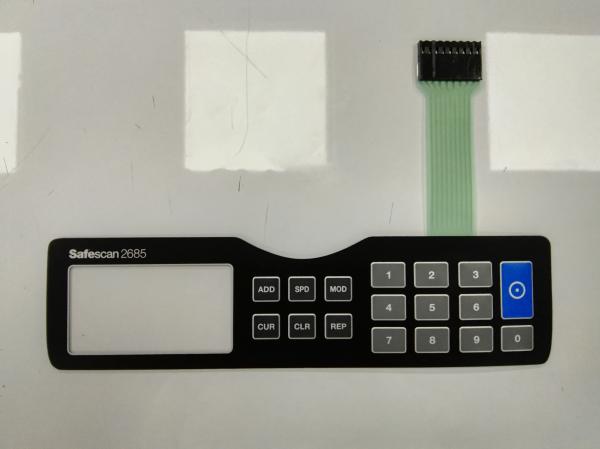 High Lifespan Membrane Keyboard Switches With Emboss Key PET Overlay And 3M Adhesive