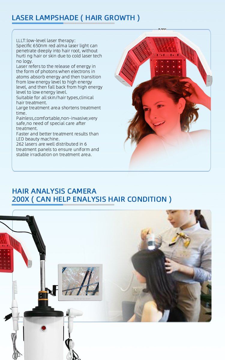 Professional Diode LED Hair Growth Laser Machine Scalp Detection Anti Hair Loss Scalp Therapy Equipment For Hair Salon