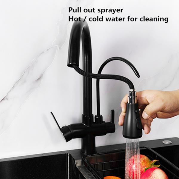 Черный Faucet питьевой воды 3 путей с фильтрованной водой H410 XW225mm