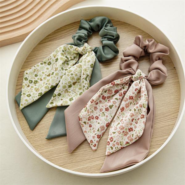 Summer floral double bow streamer ladies hair bands wristbands South Korea headband elastic rope temperament headband