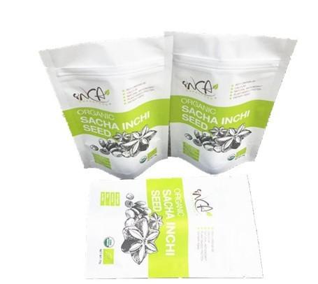 Matt plastic organic resealable sacha inchi seed stand up k pouch