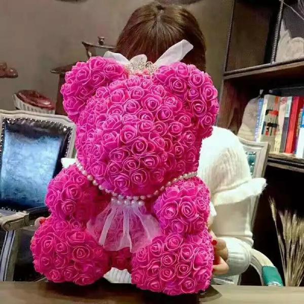 Most Popular Szie 40 CM Foam Rose Teddy Bear For Ladies Valentines Day gift  Birthday gift  Christmas day gift