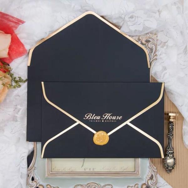 Custom Logo Print Classic Envelope With Thank You / Weeding Card / Gift /Business Card With Stamp