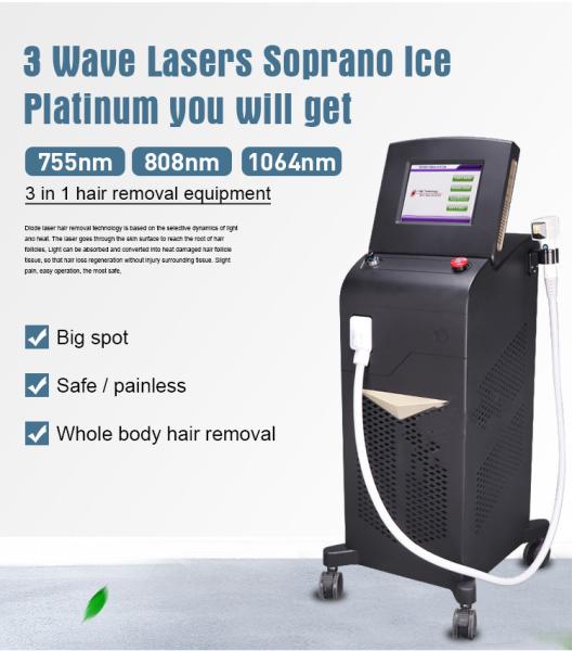 755nm 808nm 1064nm Diode Laser Hair Removal Machine 10HZ