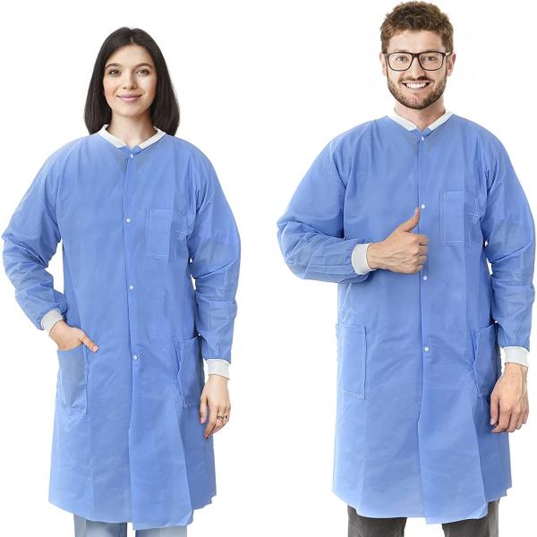 Wholesale disposable doctor coats sms/spunlace/pp material stretchable hospital uniform men and women medical lab coats