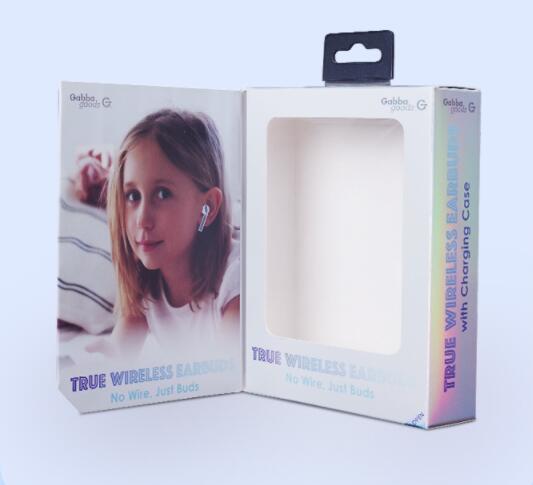 ISO9001 Electronic Product Packaging Sliver Cardboard Earphone Packing Box With Flip