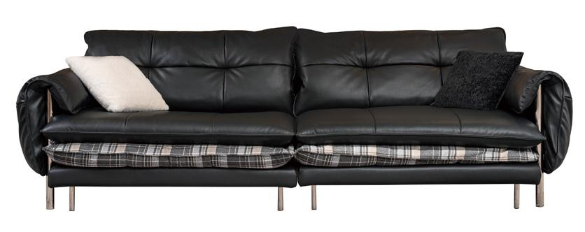 Modern Chinese style fabric leather splicing sofa combination