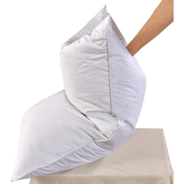 100% Polyester Queen Size Goose Feather Bed Pillows Set of 2 Soft 600 Thread Count