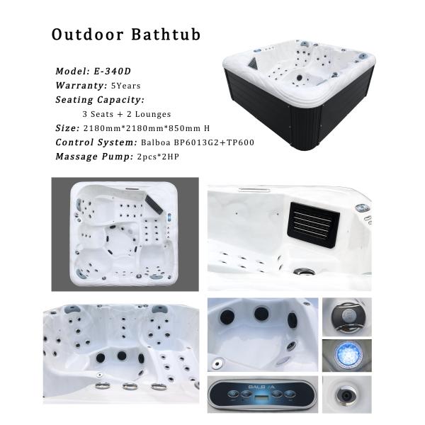 Outdoor Spa Pool Hydrotherapy Sauna Massage Hot Tub With Heating System