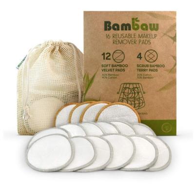 La serviette antibactérienne de gomme de maquillage capitonne le coton organique en bambou naturel