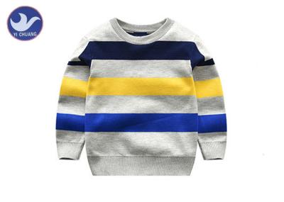 Kid Stripes Boys Knit Pullover Sweater Crew Neck For Spring / Fall / Winter