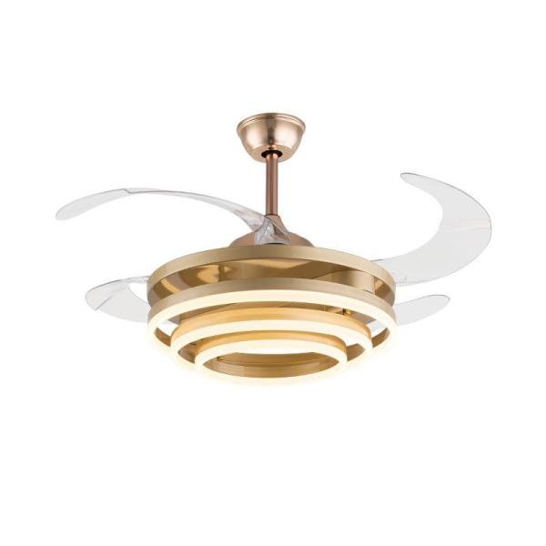European Creative 90W Three Ring Fan Lamp with LED Modern Remote Control Double Luminous for Living Room Dining Room