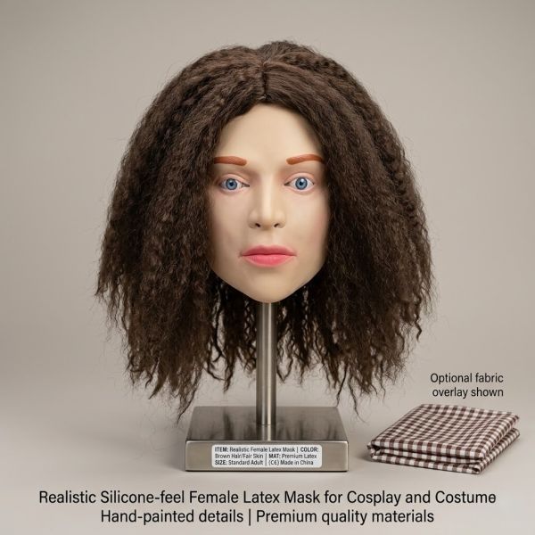 Realistic Latex Woman Mask with Wig for Cosplay, Fancy Dress Party, and Pranks - Natural Look