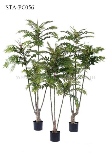 Multiple Stems Faux Chinese Toon Tree Plastic And Fabric Decoration Plant