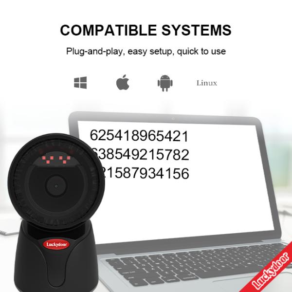 Hands Free Omnidirectional 2D Desktop Barcode Scanner Automatic Sensing