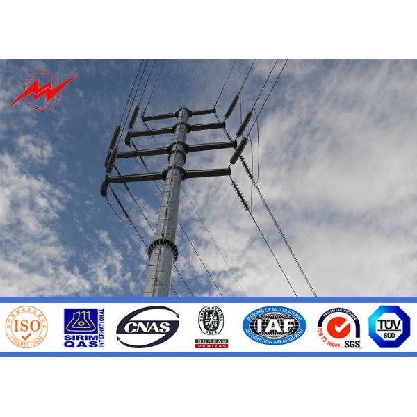 Hot Dip Galvanized Steel Power Pole / Electrical Line Pole 5-300KM/H