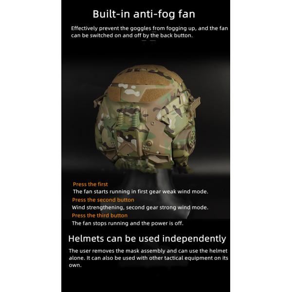 ABS Nylon Full Face Tactical Helmet For 52-62CM Head Circumference