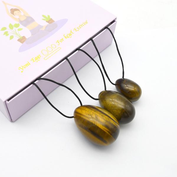 4pcs Tiger Eye Drilled Yoni Eggs And Wands Set With Box Perfect for Holidays and Stone Carving Statue Collection