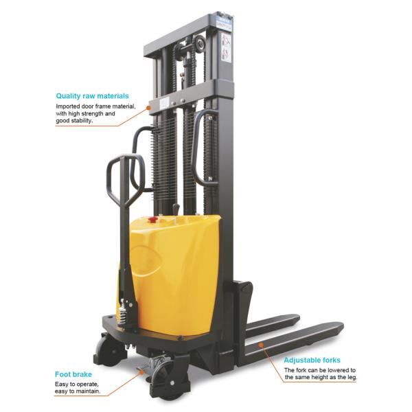 Foot Brake Electric Stacker Truck , High Capacity Semi Electric Stacker