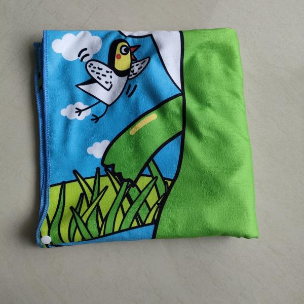 Hotsale microfiber custom  poncho towel kids printing beach  poncho kids cartoon beach towel