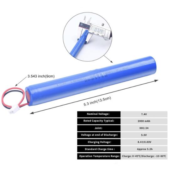 Батареи 7.4V 1800 иона ICR18650 2S1P Li перезаряжаемые 2000 2500mAh