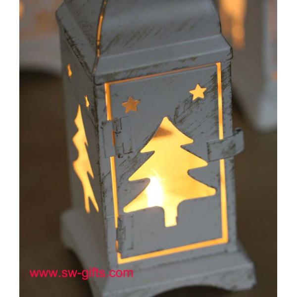 White Metal Lantern Christmas Decoration Designs Hurricane Lamp Nordic Candle Holder