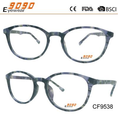 Oval  2018 CP injection optical spectacle frame,pattern on the temple and frame