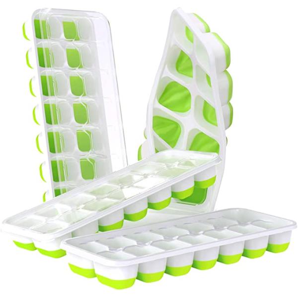 Flexible and Sustainable 4 Pack Easy-Release Ice Cube Trays for Your Freezer