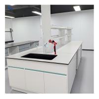Estantes ajustables Banco de la isla de laboratorio Resina epoxi 2 gabinetes 4 cajones