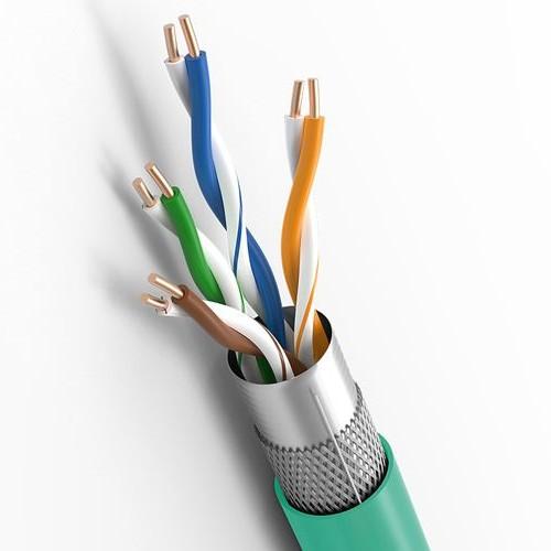 CAT6 SFTP Green PVC Ethernet Cable 23AWG  250MHz Data Transfer
