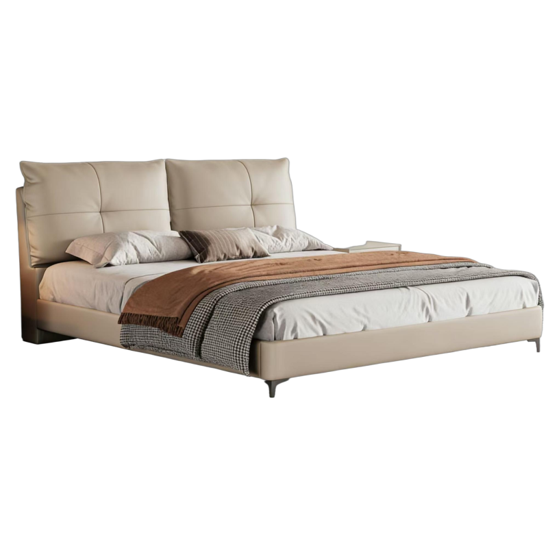 King Size Leather Bed 250kg Capacity  High Strength Frame
