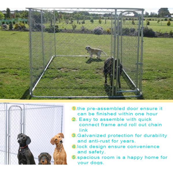Large outdoor galvanized cheap chain link dog kennel 7.5x13x6ft(2.3x4x1.8m) 2.3mm wire diameter