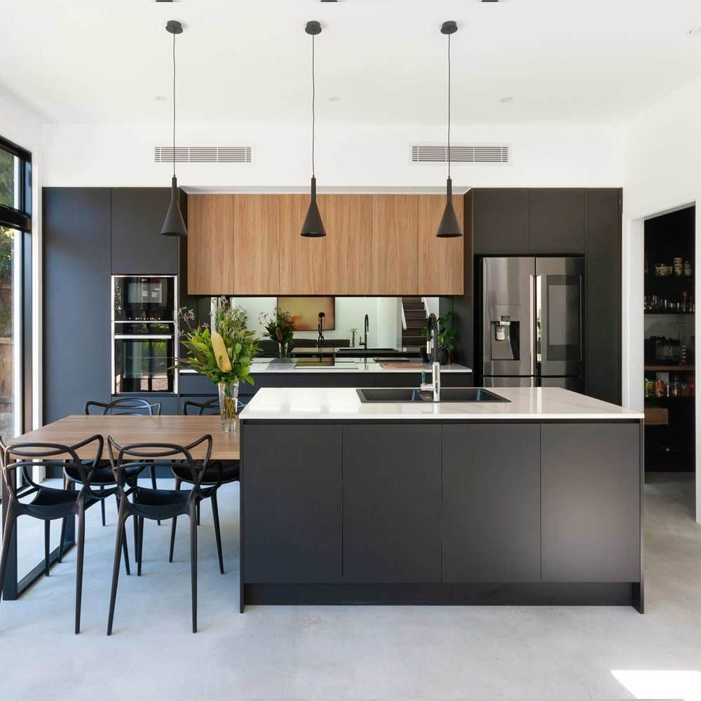 Modular Kitchen Cabinets Black Lacquer Luxury Furniture with Drawer Slide Accessories