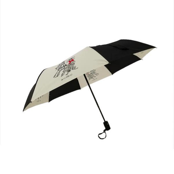 Black And Yellow Cute Auto Close Umbrella Red Bowknot Windproof 21 Inches