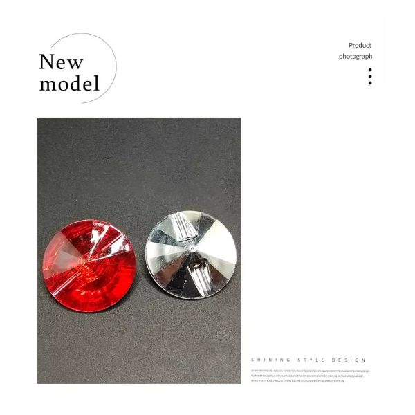 Modern-Style Red Acrylic Round Resin Button Flat Back Crystal Decorative for Kitchen Bathroom Dining and Living Room