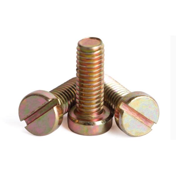 Yellow Chromate Plated Steel Slotted Drive Fillister Head Machine Screws Steel Fillister Head Slotted Screw
