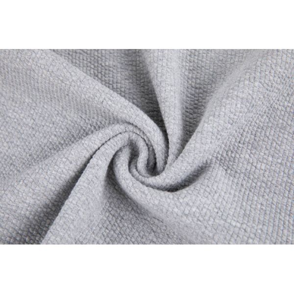 Textured Knit Crew Neck Tee in Light Grey Melange - Cotton-Rich Blend T Shirt for Everyday Comfort