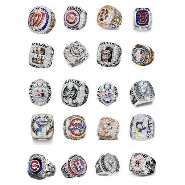 Gold Engraved Custom Football Championship Rings Bezel Setting